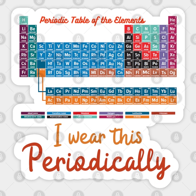 I wear this Periodically, Humorous Science Teachers funny Periodic Table of Elements Sticker by labstud